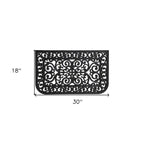 18" X 30" Black Rubber Scrollwork Outdoor Door Mat