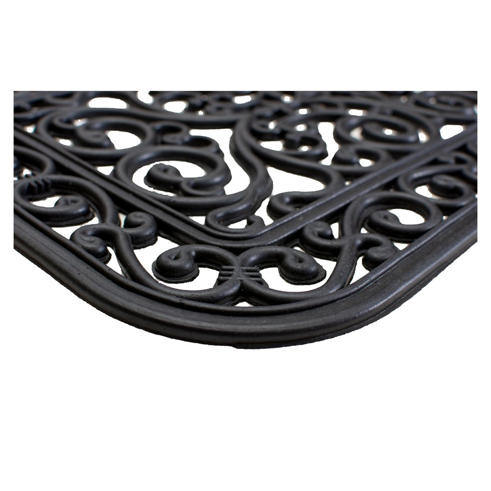 18" X 30" Black Rubber Scrollwork Outdoor Door Mat