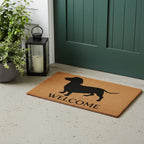 17" X 29" Natural and Black Coir Dachshund Welcome Outdoor Door Mat