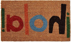 17" X 29" Natural Blue and Black Coir Hola Outdoor Door Mat