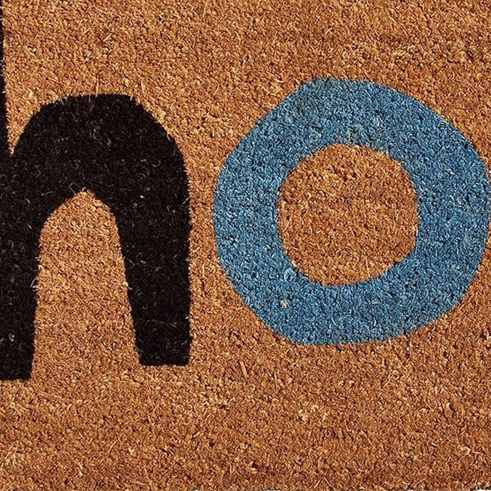 17" X 29" Natural Blue and Black Coir Hola Outdoor Door Mat