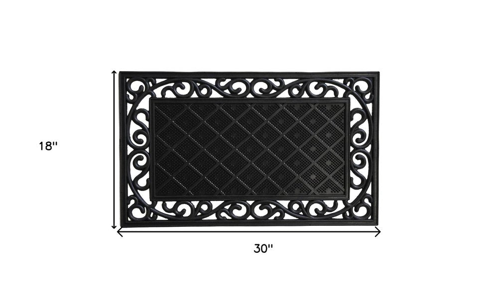 18" X 30" Black Rubber Geometric Outdoor Door Mat