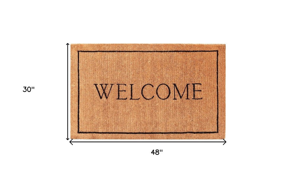 18" X 30" Natural And Black Coir Welcome Outdoor Door Mat