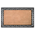 22" X 36" Natural and Black Coir Scrollwork Outdoor Door Mat