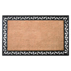22" X 36" Natural and Black Coir Scrollwork Outdoor Door Mat