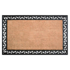 22" X 36" Natural and Black Coir Scrollwork Outdoor Door Mat