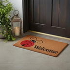 24" X 36" Natural Black and Red Coir Ladybug Welcome Outdoor Door Mat
