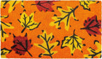 17" X 29" Orange Black And Yellow Leaves Outdoor Coir Door Mat