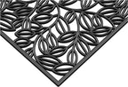 22" X 48" Black Rubber Botanical Leaves Outdoor Door Mat