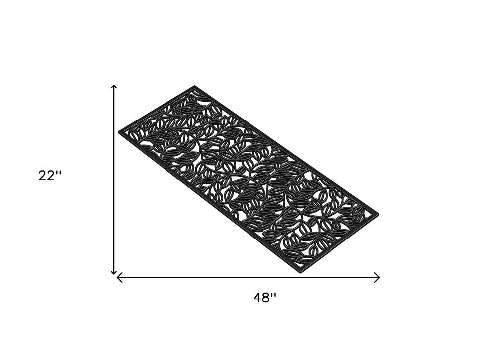 22" X 48" Black Rubber Botanical Leaves Outdoor Door Mat