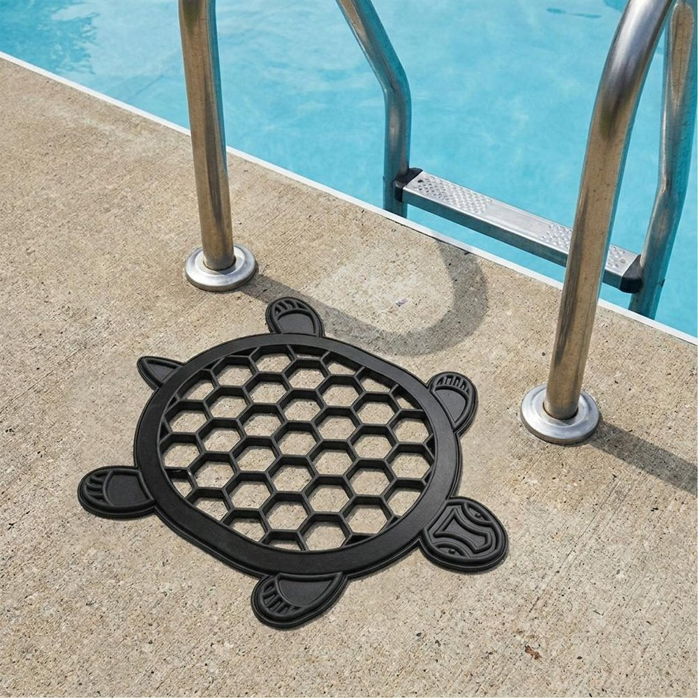 13" X 17" Black Rubber Geometric Turtle Outdoor Door Mat