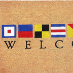 17" X 29" Natural Blue and Red Coir Nautical Flag Welcome Outdoor Door Mat