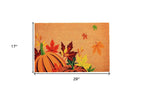 17" X 29" Natural Orange And Green Pumpkins and Leaves Outdoor Coir Door Mat