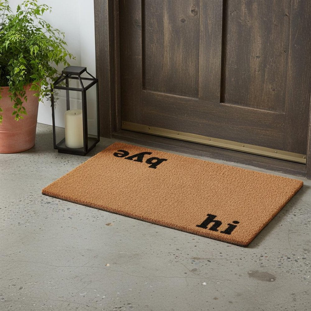 17" X 29" Natural and Black Coir Hi Bye Outdoor Door Mat