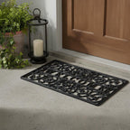 18" X 30" Black Rubber Scrollwork Welcome Outdoor Door Mat