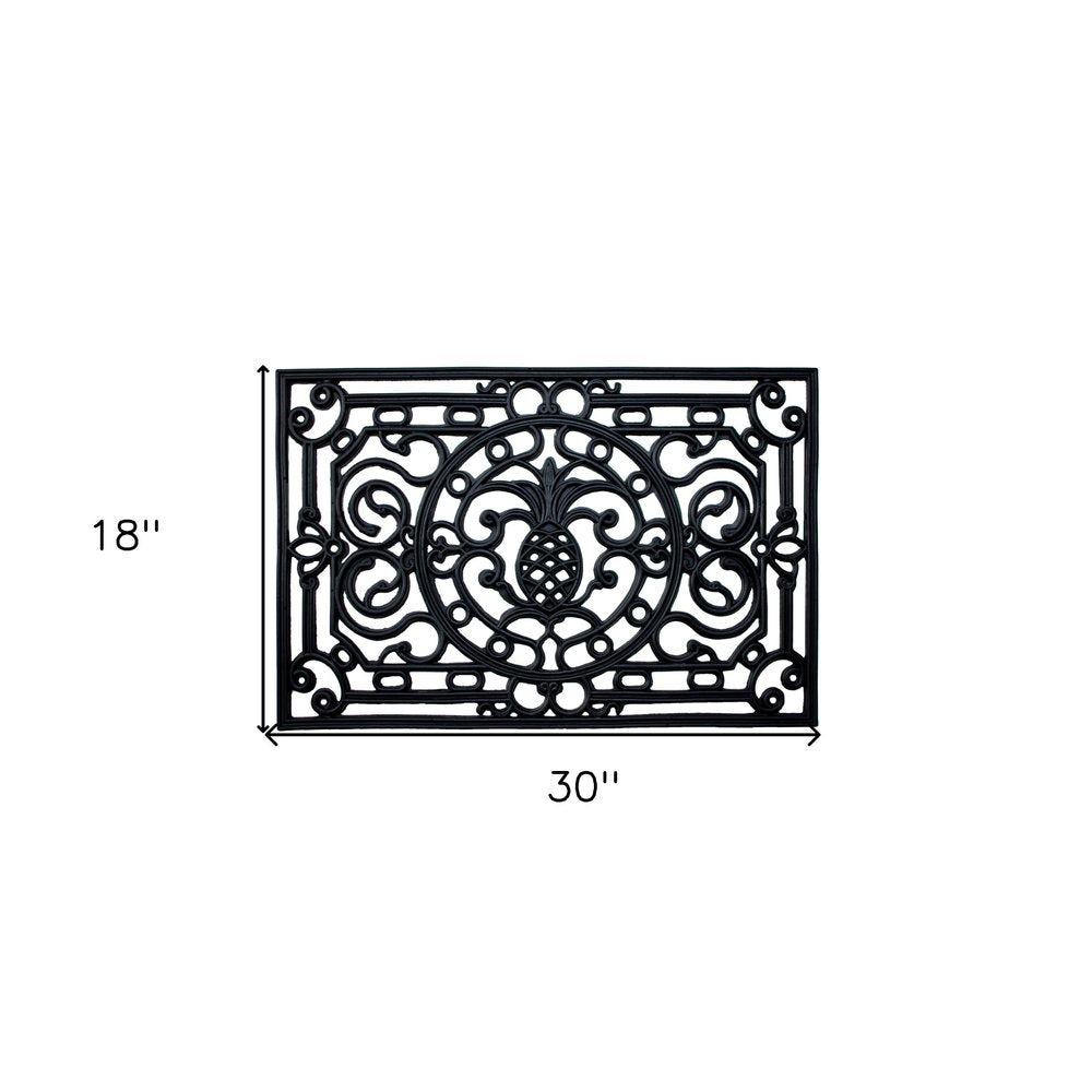 18" X 30" Black Rubber Pineapple Outdoor Door Mat
