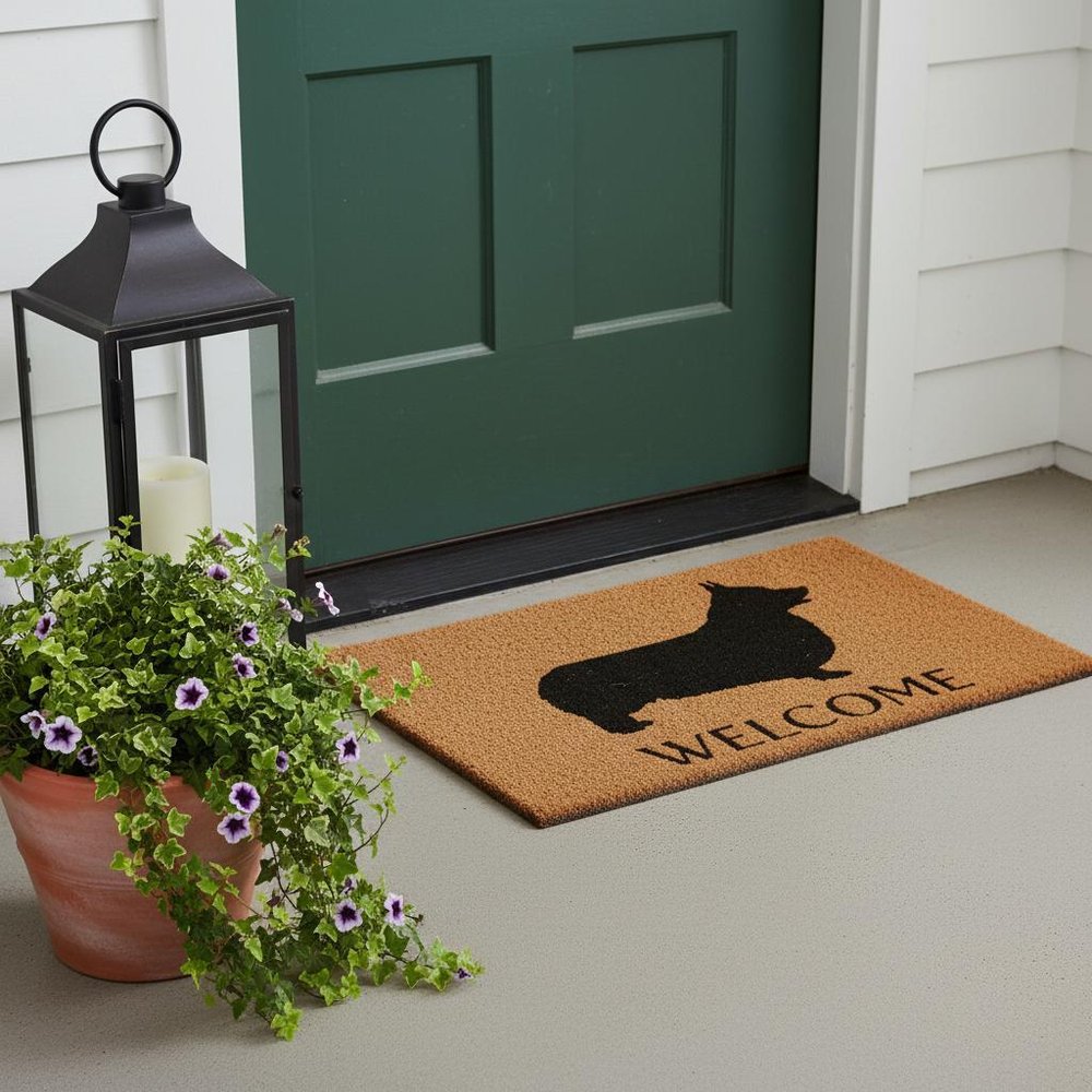 17" X 29" Natural and Black Coir Dachshund Welcome Outdoor Door Mat