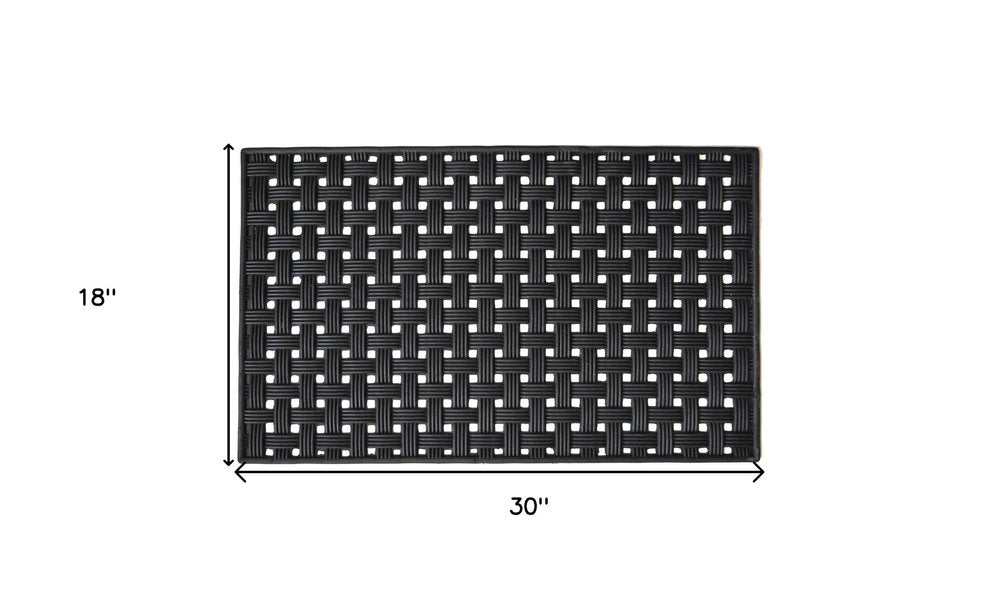 18" X 30" Black Rubber Weave Outdoor Door Mat