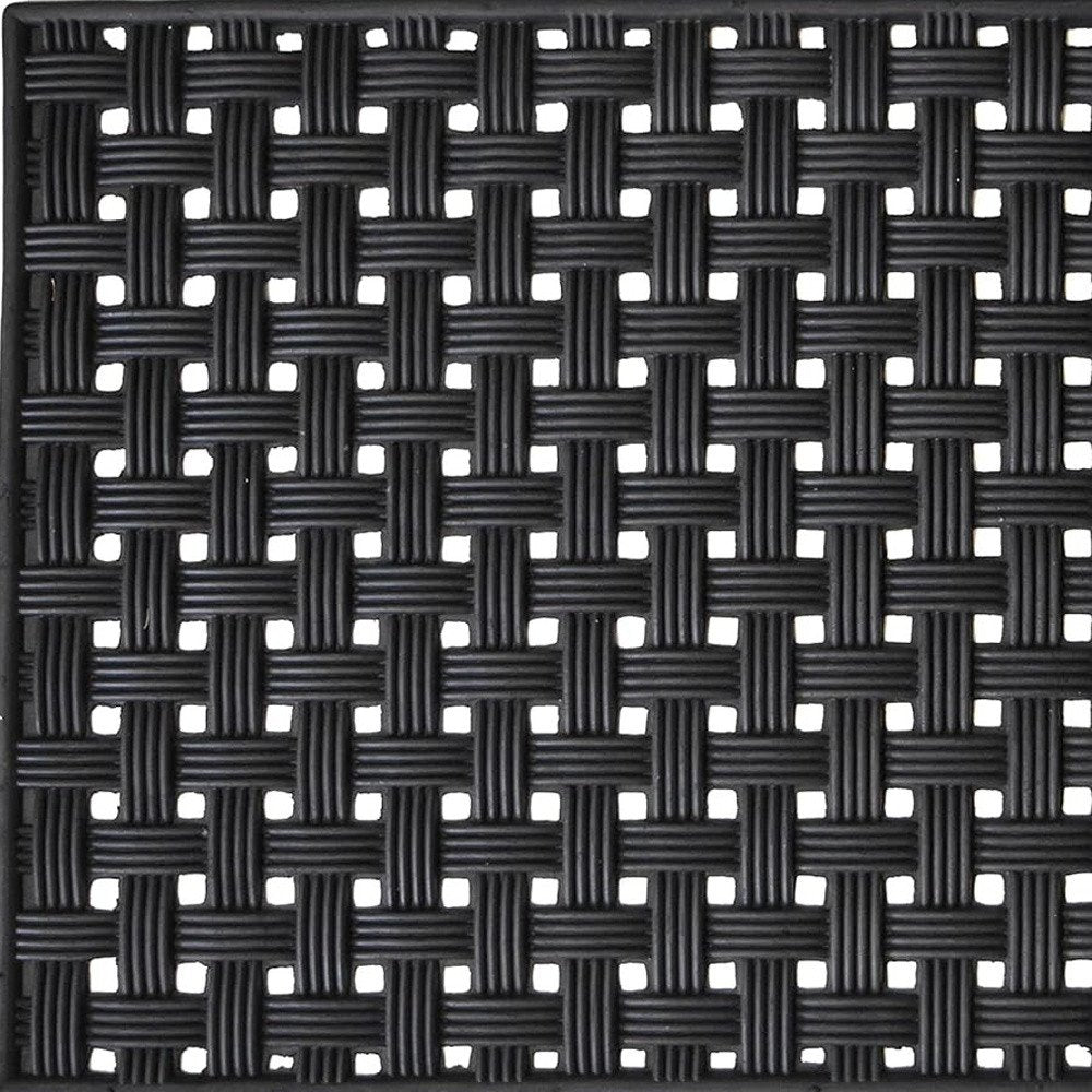 18" X 30" Black Rubber Weave Outdoor Door Mat
