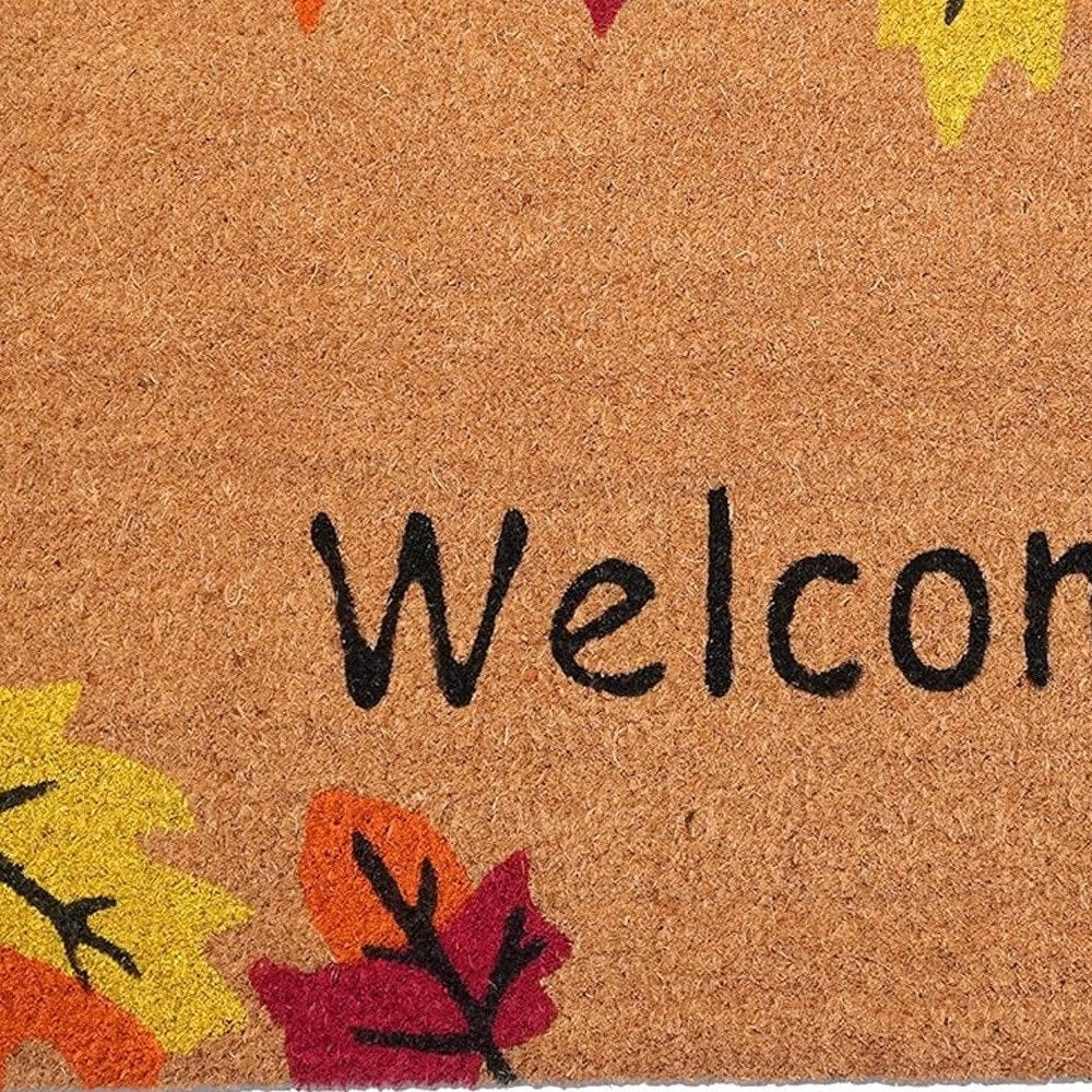 24" X 36" Brown And Natural Fall Leaves Welcome Outdoor Coir Door Mat