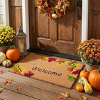 17" X 29" Natural Red And Yellow Leaves Welcome Outdoor Coir Door Mat