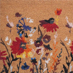 17" X 29" Natural Red and Yellow Coir Floral Outdoor Door Mat