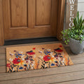 17" X 29" Natural Red and Yellow Coir Floral Outdoor Door Mat