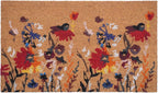 17" X 29" Natural Red and Yellow Coir Floral Outdoor Door Mat