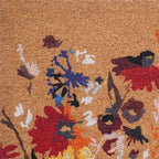 17" X 29" Natural Red and Yellow Coir Floral Outdoor Door Mat