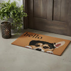 17" X 29" Natural Black and Brown Coir Welch Corgi Hello Outdoor Door Mat