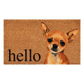 17" X 29" Natural Black and Brown Coir Chihuahua Hello Outdoor Door Mat