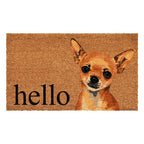 17" X 29" Natural Black and Brown Coir Chihuahua Hello Outdoor Door Mat
