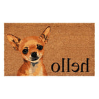 17" X 29" Natural Black and Brown Coir Chihuahua Hello Outdoor Door Mat
