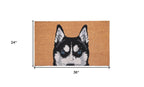 24" X 36" Natural Black and White Coir Siberian Husky Outdoor Door Mat