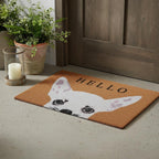 17" X 29" Natural Black and White Coir Chihuahua Hello Outdoor Door Mat