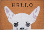 17" X 29" Natural Black and White Coir Chihuahua Hello Outdoor Door Mat