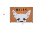 17" X 29" Natural Black and White Coir Chihuahua Hello Outdoor Door Mat
