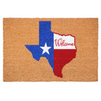 17" X 29" Natural Red White and Blue Coir Texas Outdoor Door Mat