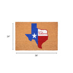 17" X 29" Natural Red White and Blue Coir Texas Outdoor Door Mat