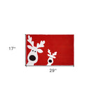 24" X 36" Red White And Black Christmas Reindeer Outdoor Coir Door Mat