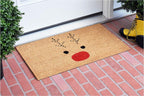 30" X 48" Brown Red And Black Christmas Reindeer Outdoor Coir Door Mat