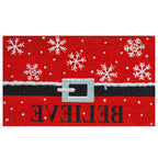 24" X 36" Red And Black Coir Snowflake Outdoor Christmas Door Mat