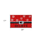 24" X 36" Red And Black Coir Snowflake Outdoor Christmas Door Mat