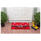 24" X 36" Red And Black Coir Snowflake Outdoor Christmas Door Mat