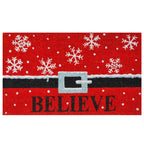24" X 36" Red And Black Coir Snowflake Outdoor Christmas Door Mat