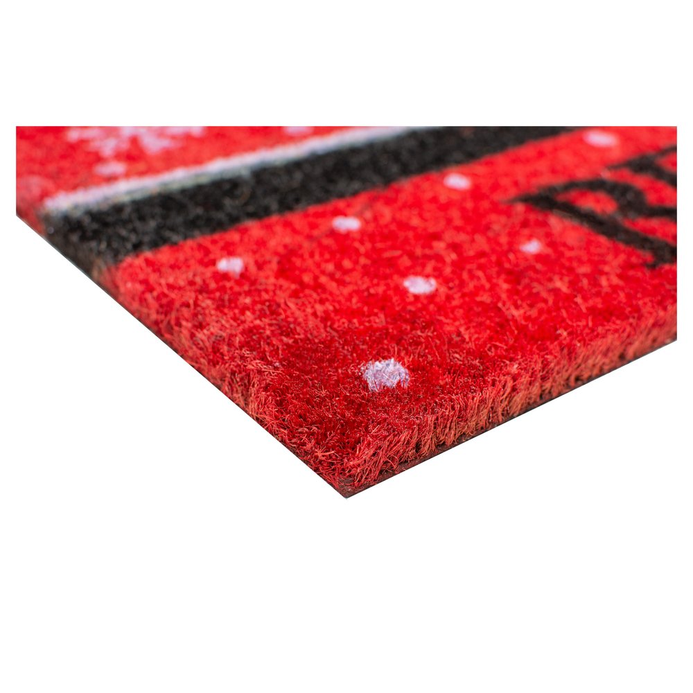 24" X 36" Red And Black Coir Snowflake Outdoor Christmas Door Mat