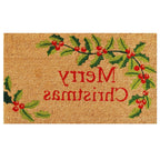 17" X 29" Brown Red And Green Merry Christmas Outdoor Coir Door Mat