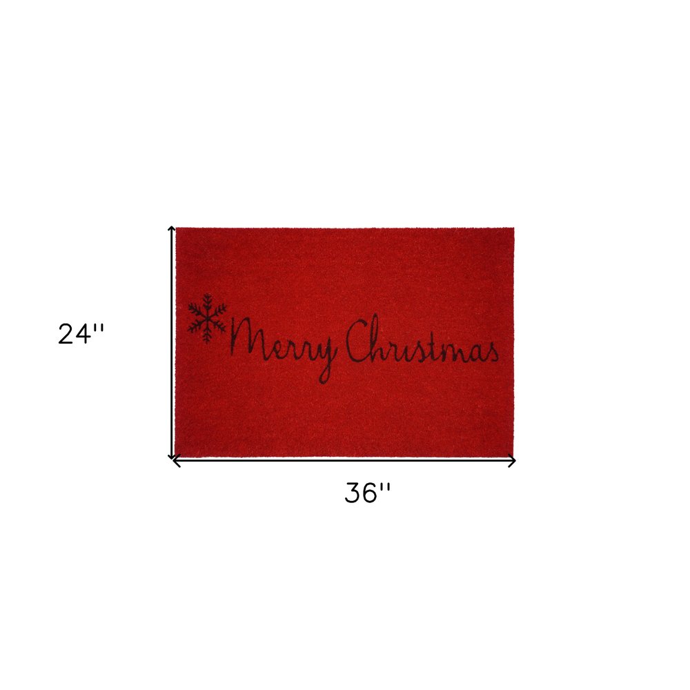 24" X 36" Red and Black Coir Merry Christmas Outdoor Christmas Door Mat