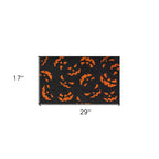 17" X 29" Black and Orange Coir Jackolantern Outdoor Halloween Door Mat