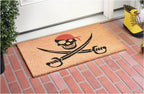 17" X 29" Natural Red and Black Coir Pirate Outdoor Door Mat